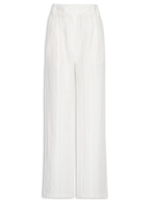 Calça Feminina Pantalona Listrada - Off White