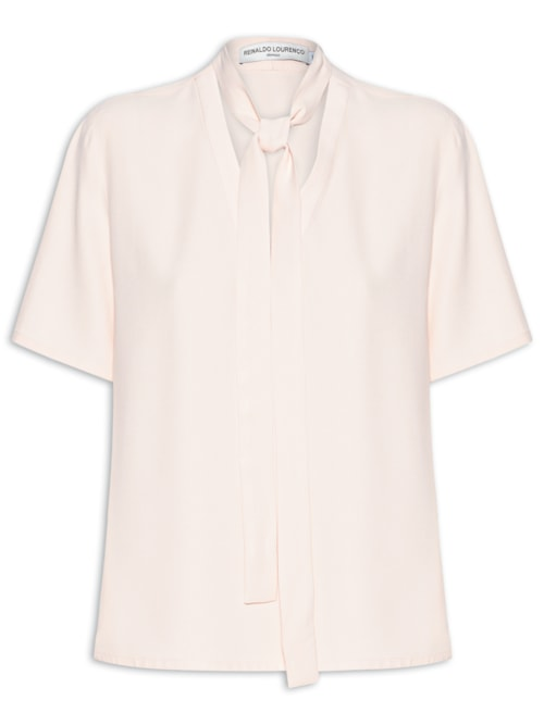 Blusa Feminina Slim Manga Curta Com Transpasse - Rosa Blusa Feminina Slim Manga Curta Com Transpasse - Rosa