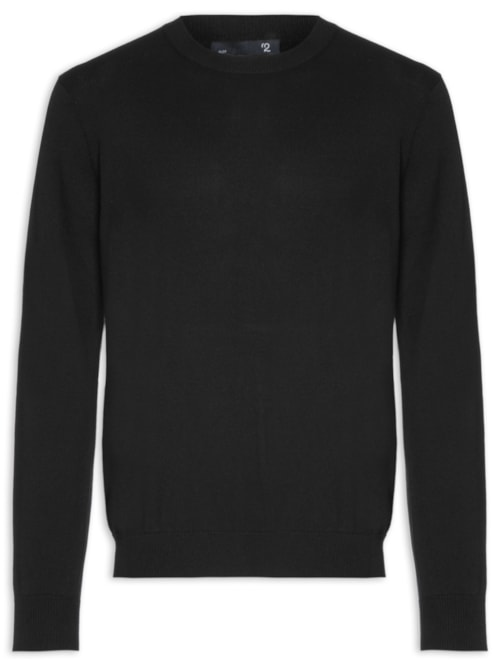 Suéter Masculino Gola Redonda Manga Longa Algodão Pima com Cashmere - Preto Suéter Masculino Gola Redonda Manga Longa Algodão Pima com Cashmere - Preto