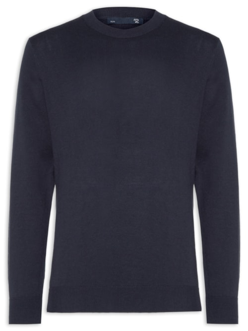 Suéter Masculino Gola Redonda Manga Longa Algodão Pima com Cashmere - Azul Suéter Masculino Gola Redonda Manga Longa Algodão Pima com Cashmere - Azul