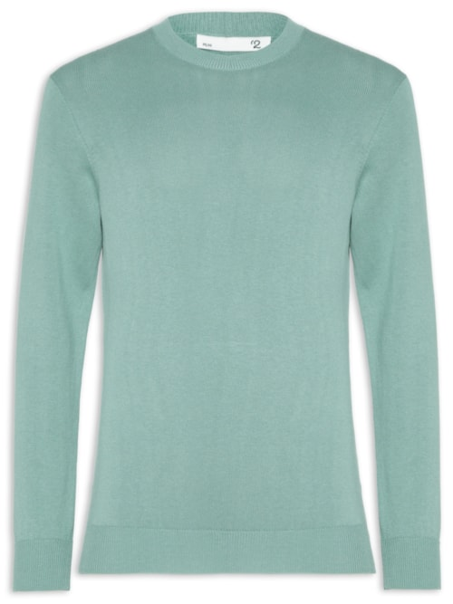 Suéter Masculino Gola Redonda Manga Longa Algodão Pima Com Cashmere Verde Suéter Masculino Gola Redonda Manga Longa Algodão Pima Com Cashmere Verde
