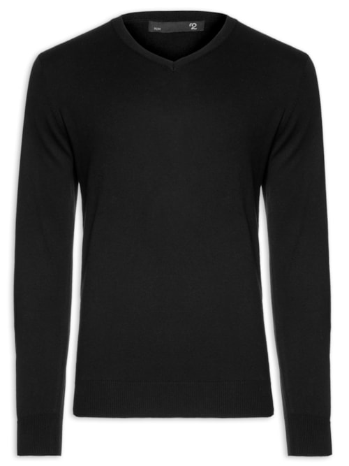 Suéter Masculino Gola V Manga Longa Algodão Pima com Cashmere - Preto Suéter Masculino Gola V Manga Longa Algodão Pima com Cashmere - Preto