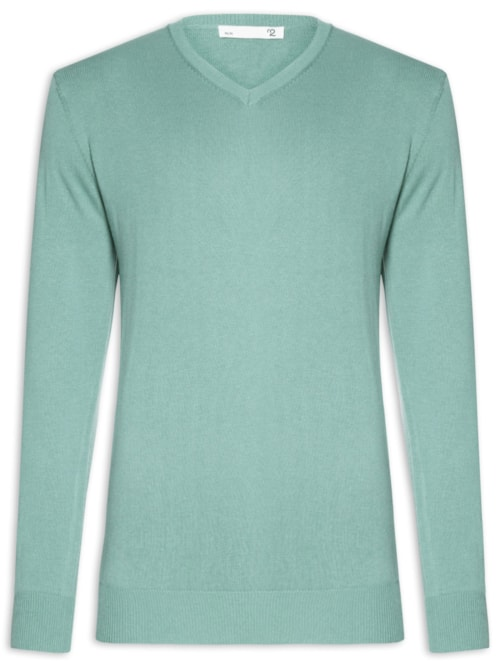 Suéter Masculino Gola V Manga Longa Algodão Pima com Cashmere - Verde Suéter Masculino Gola V Manga Longa Algodão Pima com Cashmere - Verde