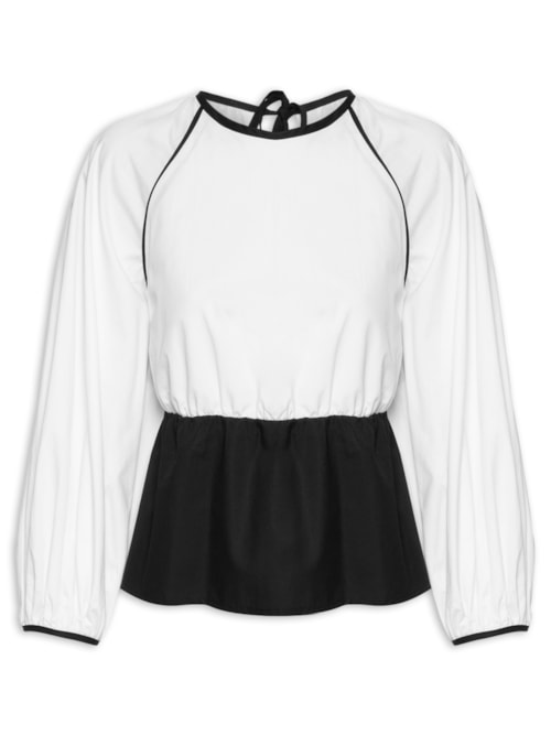 Blusa Feminina Algodão Bicolor Manga Raglan - Preto Blusa Feminina Algodão Bicolor Manga Raglan - Preto