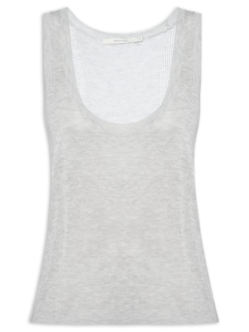 Regata Feminina Tricot Detalhe Cava - Cinza