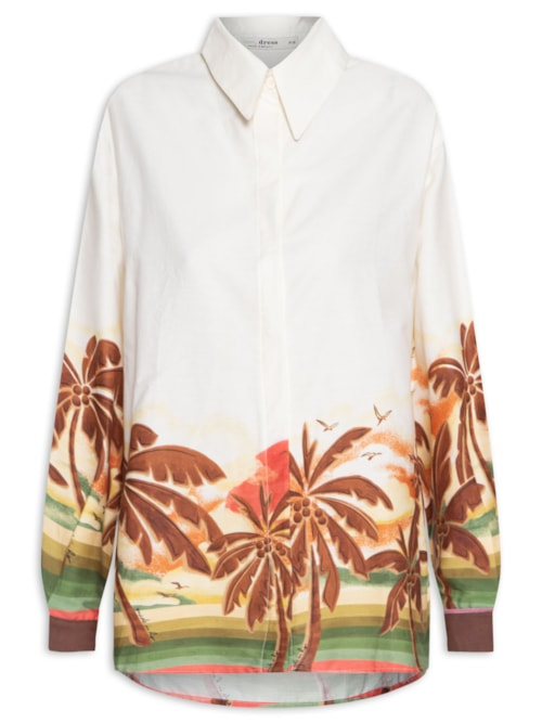 Conjunto Feminino Camisa E Top Estampa Horizonte - Off White Conjunto Feminino Camisa E Top Estampa Horizonte - Off White