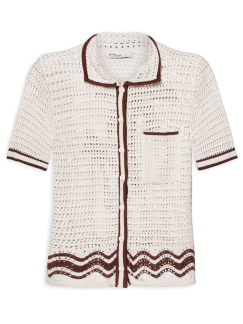 Camisa Feminina Tricot Orla - Off White Camisa Feminina Tricot Orla - Off White