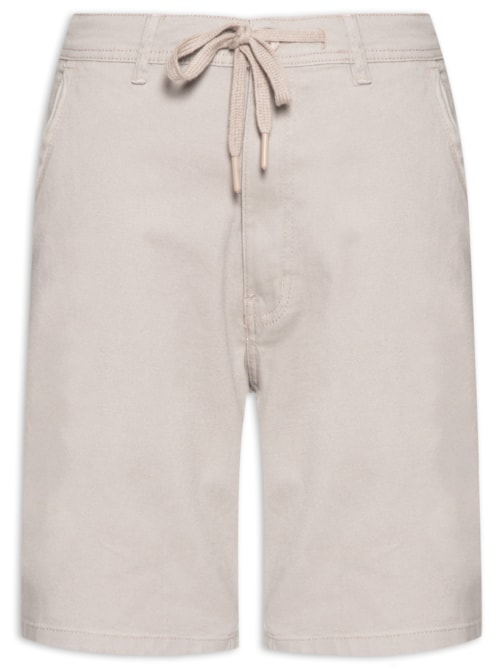 Bermuda Masculina Sarja Meio Elástico Casual - Bege