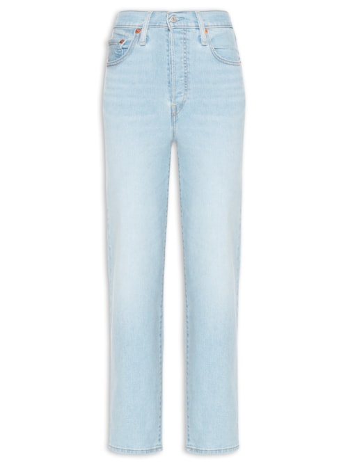 Calça Feminina Jeans Ribcage Straight Ankle - Azul