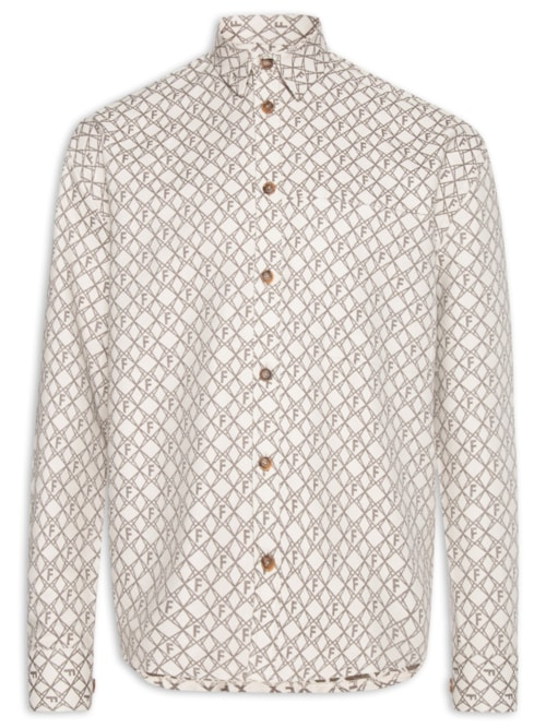 Camisa Masculina Jacquard Barcelona - Bege Camisa Masculina Jacquard Barcelona - Bege