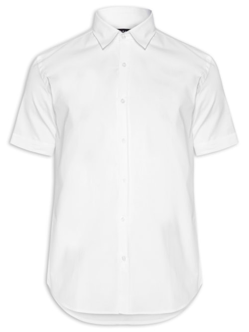 Camisa Masculina Slim Fit em Tricoline Stretch Liso - Branco Camisa Masculina Slim Fit em Tricoline Stretch Liso - Branco