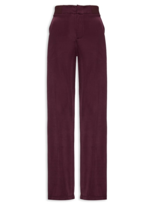 Calça Feminina Reta De Jersey Com Rib - Roxo