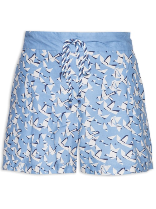 Short Feminino Cadarço Estampa Voo Livre - Azul Short Feminino Cadarço Estampa Voo Livre - Azul