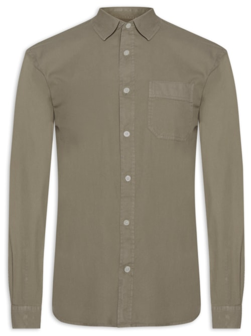 Camisa Masculina Sarja Tinturada - Marrom Camisa Masculina Sarja Tinturada - Marrom