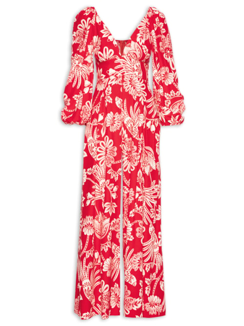 Macacão Feminino Arara Floral - Vermelho Macacão Feminino Arara Floral - Vermelho