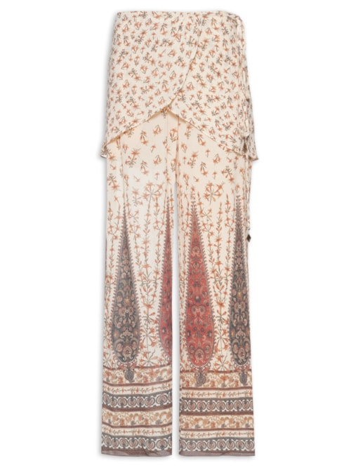 Calça Feminina GGT Estampa Magnolia - Bege