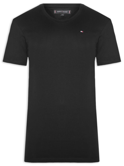 Camiseta Masculina Básica Gola V Regular Fit Em Algodão - Preto Camiseta Masculina Básica Gola V Regular Fit Em Algodão - Preto