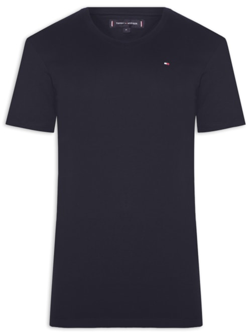 Camiseta Masculina Básica Gola V Regular Fit Em Algodão - Azul Camiseta Masculina Básica Gola V Regular Fit Em Algodão - Azul