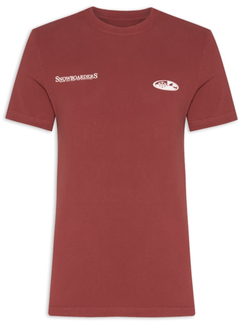 Camiseta Masculina Manga Curta Gola Careca Double Face Snowboarders - Vermelho Camiseta Masculina Manga Curta Gola Careca Double Face Snowboarders - Vermelho