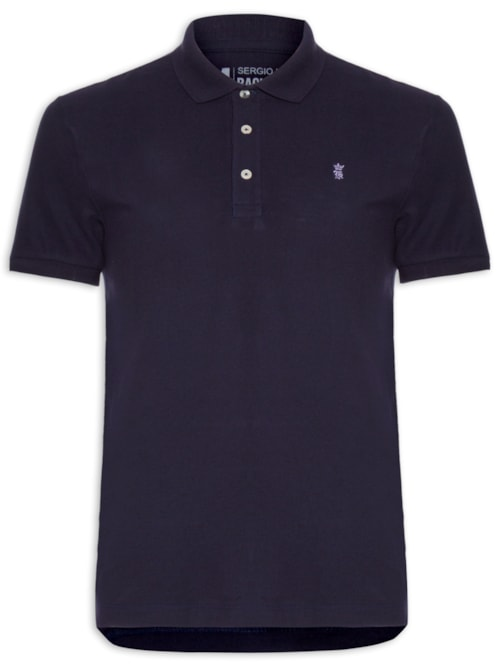Polo Masculina Básica Em Piquet - Azul