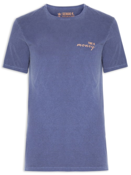 Camiseta Masculina Estampada Time Is Money - Azul