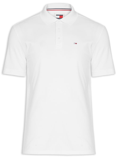 Polo Masculina Básica Bandeira Bordada Original Fit Em Piquet De Algodão - Branco Polo Masculina Básica Bandeira Bordada Original Fit Em Piquet De Algodão - Branco
