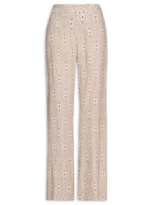 Calça Feminina Estampa Floral Jardim - Bege
