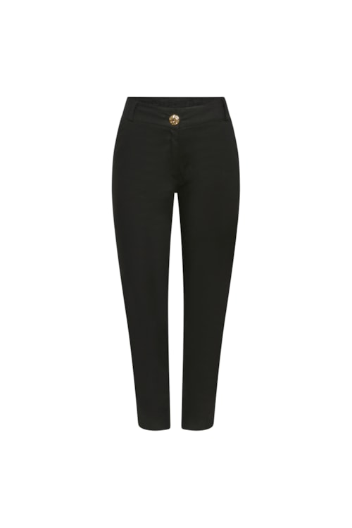 Calça ciclos linho cigarrete preta
