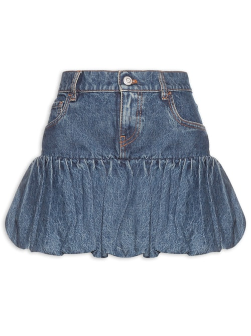 Saia Gathered Hem Denim Mini Skirt - Azul Saia Gathered Hem Denim Mini Skirt - Azul