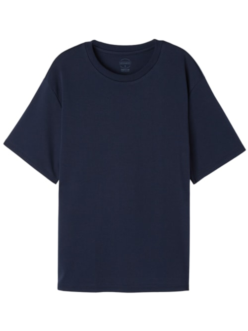 Blusa De Manga Curta Em Algodão - Azul