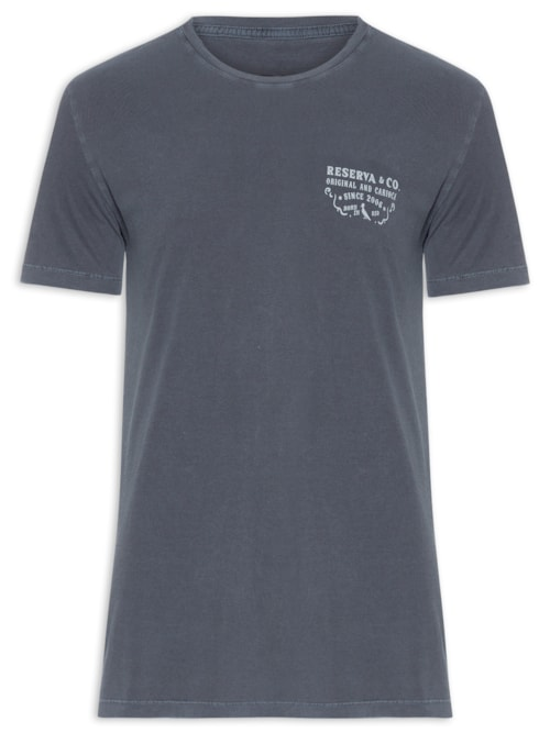 Camiseta Masculina Slim Estampa Placa Antiga - Azul Camiseta Masculina Slim Estampa Placa Antiga - Azul