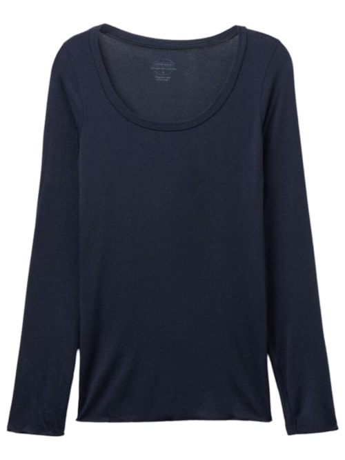 Blusa De Manga Comprida Em Cashmere Ultralight Com Decote Em u - Azul Blusa De Manga Comprida Em Cashmere Ultralight Com Decote Em u - Azul