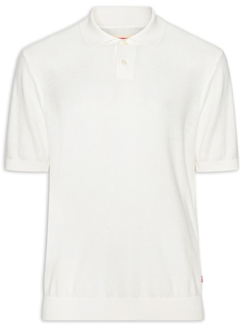 Polo Masculina Sweater Knit - Branco Polo Masculina Sweater Knit - Branco