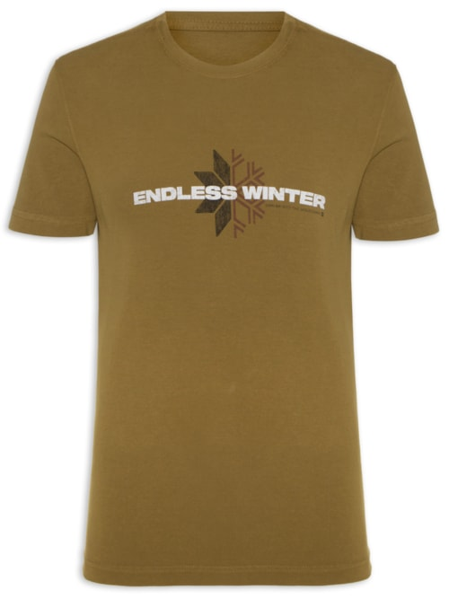 Camiseta Masculina Manga Curta Gola Careca Double Endless Winter - Marrom Camiseta Masculina Manga Curta Gola Careca Double Endless Winter - Marrom