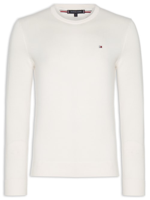 Suéter Masculino Básico Regular Fit Em Tricot De Algodão - Branco Suéter Masculino Básico Regular Fit Em Tricot De Algodão - Branco