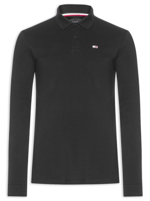 Polo Masculina Logo Bordado Slim Fit - Preto Polo Masculina Logo Bordado Slim Fit - Preto