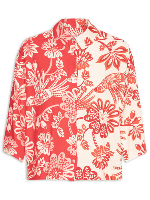 Camisa Feminina Arara Floral - Vermelho Camisa Feminina Arara Floral - Vermelho