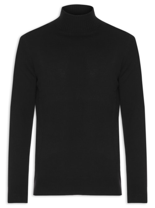 Suéter Masculino Gola Alta Com Blend De Lã E Cashmere - Preto Suéter Masculino Gola Alta Com Blend De Lã E Cashmere - Preto