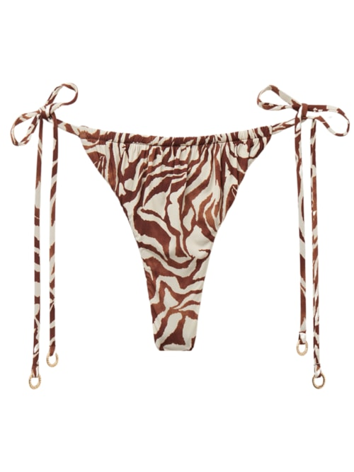 Calcinha De Biquíni Fio Dental Brown Zebra - Marrom Calcinha De Biquíni Fio Dental Brown Zebra - Marrom