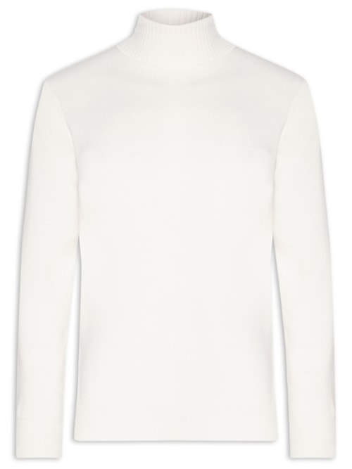 Suéter Masculino Gola Alta Com Blend De Lã E Cashmere - Off White Suéter Masculino Gola Alta Com Blend De Lã E Cashmere - Off White