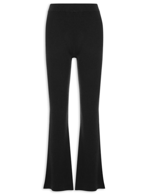 Calça Feminina Com Blend de Lã e Cashmere - Preto