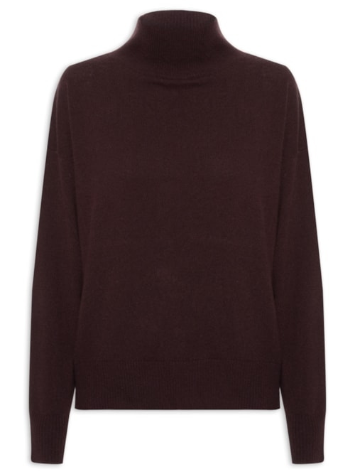 Suéter Feminino Gola Alta Com Blend de Lã e Cashmere - Marrom Suéter Feminino Gola Alta Com Blend de Lã e Cashmere - Marrom
