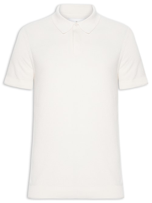 Polo Masculina Tricot Corda New - Branco Polo Masculina Tricot Corda New - Branco