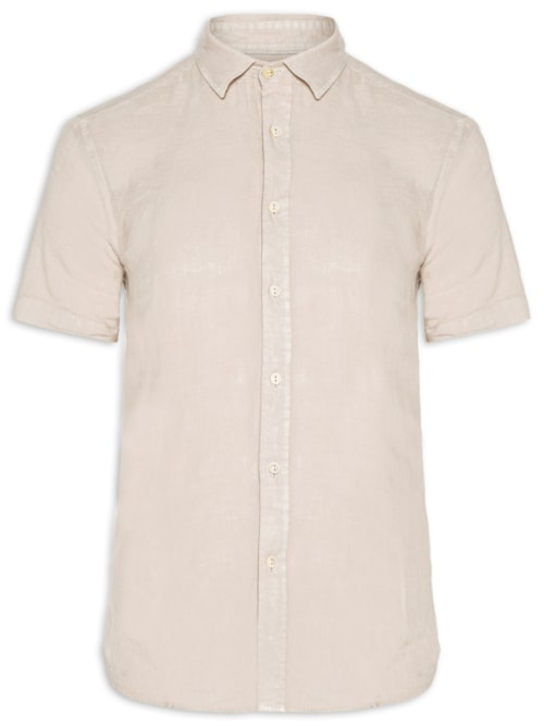 Camisa Masculina Formentera 100% Linho Manga Curta - Bege Camisa Masculina Formentera 100% Linho Manga Curta - Bege