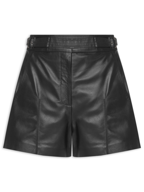 Short Feminino Lupita II Couro - Preto
