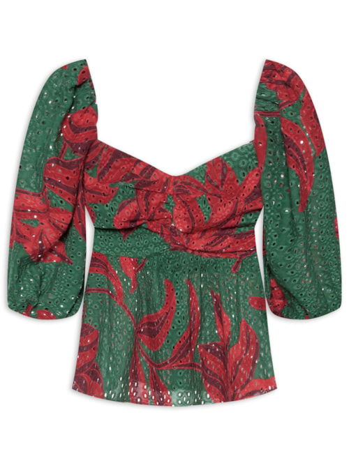 Blusa Feminina Laise Estampa Botânico - Verde Blusa Feminina Laise Estampa Botânico - Verde