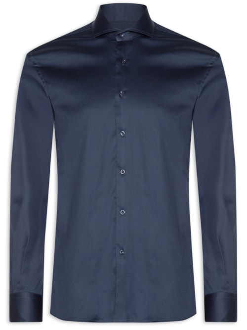 Camisa Masculina Cetim Elastano Manga Longa - Azul Camisa Masculina Cetim Elastano Manga Longa - Azul