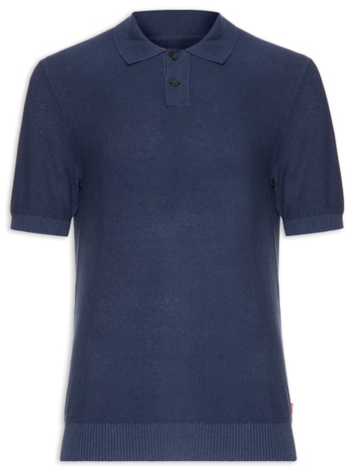 Polo Masculina Classic Fit Em Tricot - Azul Polo Masculina Classic Fit Em Tricot - Azul