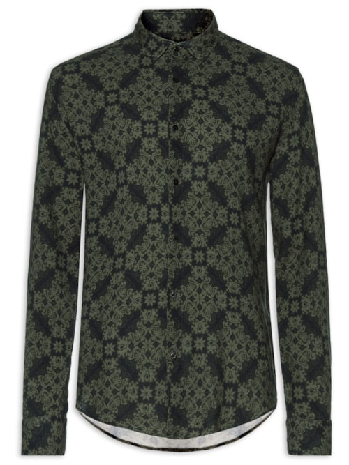 Camisa Masculina Manga Longa Tile Blue - Azul