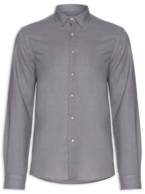 Camisa Masculina Linho Tinturado - Cinza Camisa Masculina Linho Tinturado - Cinza